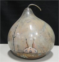 Signed Hand Painted Gourd 7" Tall