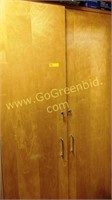 Wood 2 Door Locking Storage Cabinet W/keys