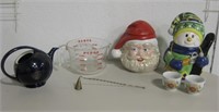 2 Christmas Cookie Jars, Lg. Pyrex Bowl & More