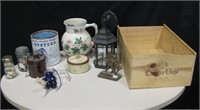Vintage - Enamelware Pitcher, Jars w/ Items, etc