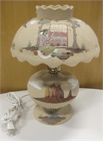 14" Tall Sand Painted Lamp - Works