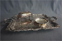 International Silverplate Waiter Tray Butter Dish