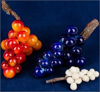 Vintage Red Orange, Blue, & White Alabaster Grapes