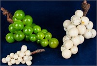 Vintage Green & White Alabaster/Stone Grapes