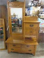 antique victorian dresser-washstand w/ mirror
