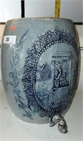 Blue Glaze Stoneware Barrel with Spout