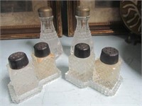 3  Miniature Glass Salt & Pepper Sets-2 w/Base