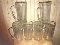 Set of 6 tall vintage glass mugs
