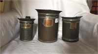 Three Signed "mckenzie Milne" Measuring Tins