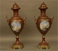 Pair of 4' Sèvres Porcelain Vases