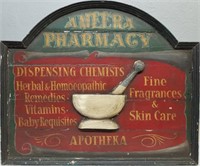 Antique Wooden Ameera Pharmacy Sign