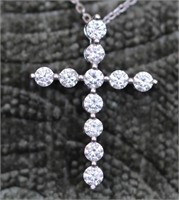 14k White Gold Neil Lane Diamond Cross Necklace