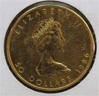 1986 .999 $50 Canada Gold 1 oz