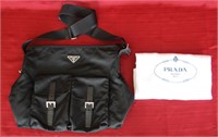 Genuine Prada Vela Buckled Messenger Bag