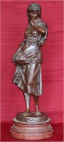 Emile Louis Picault Bronze - Woman with Fruit