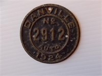 1924 Danville license plate No. 2912