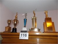 Group of 5 golfing trophies