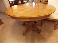 Round 43" fruit wood parquet top table