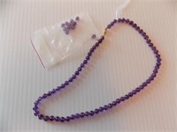 Amethyst 18" bead necklace, 14K clasp from China