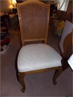 Elegant set of 4 upholstered chairs with cane
