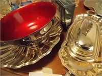 Lot of silver-plate: Reed and Barton shell &