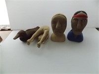 Signed, carved wooden figurines by Martin Engel -