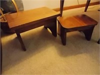 Two small solid wood step stools