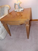 Pair of lamp tables, tapered legs, 24" x 27" x