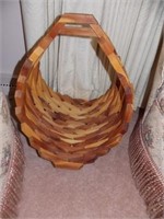 Large wooden basket for firewood, 21" tall