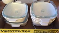 4 Casserole Dishes, 1 Stand, 1 Missing Lid