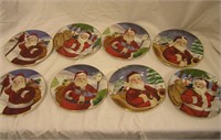 Set Of 8 American Atelier Santa Plates
