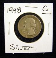 1948 Silver Quarter- No Mint Good