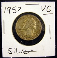 1957 Silver Quarter- No Mint Very Good