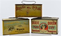 Dixie Queen, Dixie Kid, & Winner Tobacco Tins