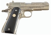 Engraved Colt 1911 Combat Commander .45 Pistol