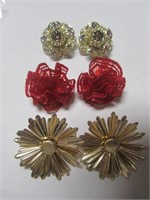 3 Pr. Earrings-2 Sarah Cov. Clip-Ons & 1 pr. red s
