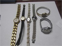 6 Watches-Timex Cain Link,Bucherer,Bulova,