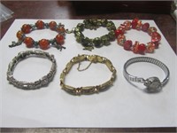 5 Bracelets & 1 Caravelle Watch-one bracelet is IA
