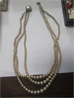Vtg. Triple Strand of Pearls-Clasp is ruff on onee