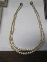 Vtg. Double Strand of Pearls, Clasp Marked Japan