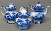 LOT OF THREE FLOW BLUE TEA AND COFFEE PIECES