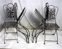 4 Heavy Floral Cast Iron Folding Chairs Lot