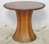 Vintage Mid Century Round Woos Stripe Table 28"