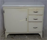 50's White Porcelain Top Kitchen Utility Cabinet