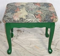 Vintage Green Queen Anne Padded Seat Bench