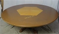 Vintage 6' Round  Oak Claw Foot Pedestal Table