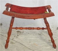 Vintage Curved Wood & Wine Seat Stool