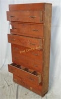 Primitive Pine Wall Shallow Drawer Storage Cabinet