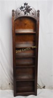 Vintage Carved Wood 6 Shelf Open Display Cabinet