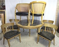 Mid Century Wood & Marble Dining Table & 6 Chairs